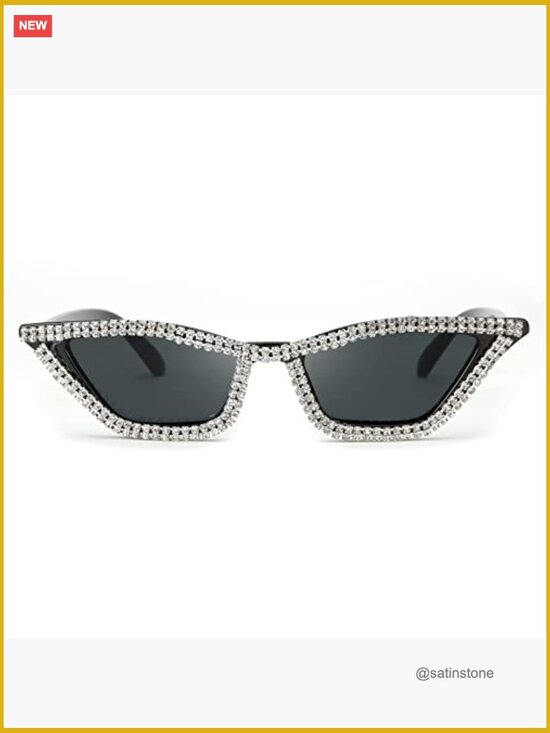 Small Cat Eye Sunglasses with Sparkling Crystal Frame